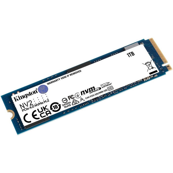 Kingston NV2 1TB M.2 2280 NVMe PCIe Internal SSD Up to 2100 MB/s write speed and 3500 MB/s read speed.