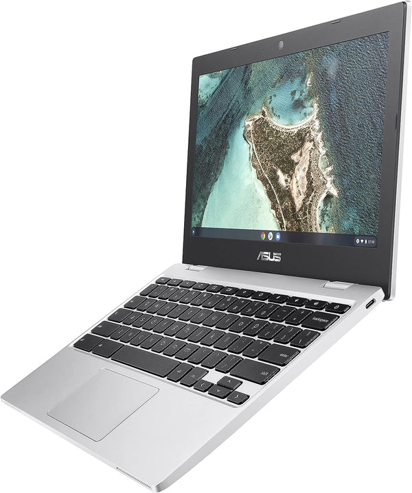 ASUS CX1 11.6" HD NanoEdge Chromebook - Intel Celeron N3350 1.1GHz - 4GB RAM - 32GB eMMC - Webcam - Chrome OS - Transparent Silver