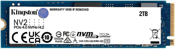 Kingston NV2 2TB M.2 2280 NVMe PCIe Internal SSD Up to 2100 MB/s write speed and 3500 MB/s read speed.